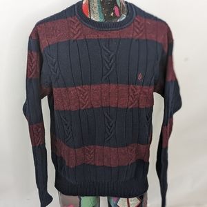 Vintage Nautica Blue Red Pullover Quilted Striped Sweater Knitted  Mens XL